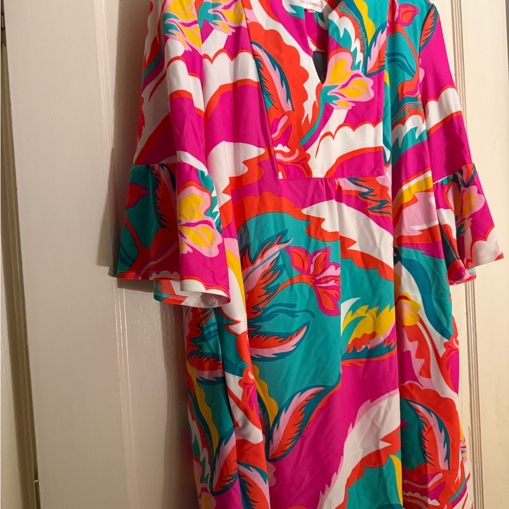 Jude Connally Pink and Teal Patterned Dress
